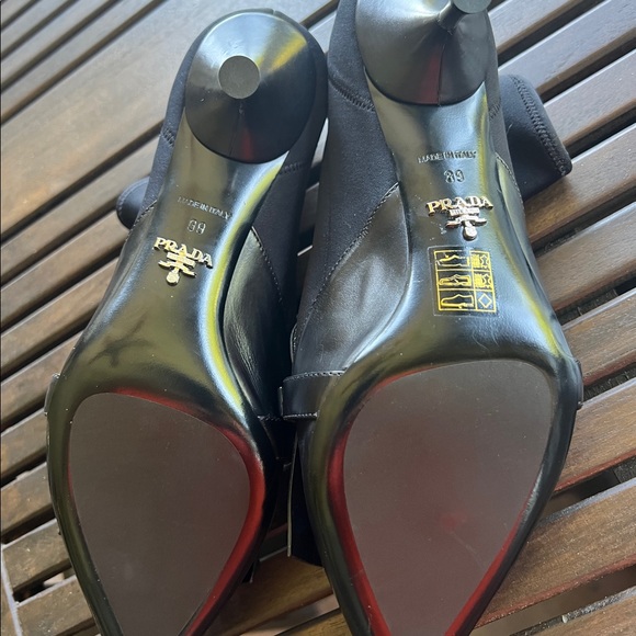 WOMEN'S PRADA HALF SOCK LEATHER LOAFER BOOT - Picture 4 of 7